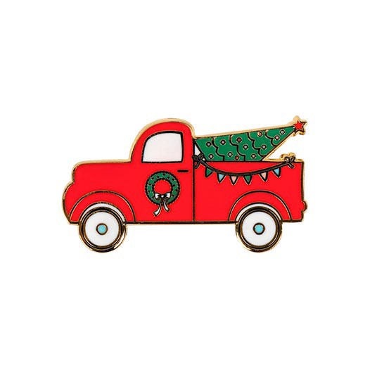 I’ll Be Home For Christmas Enamel Needle Minder - Christmas Needle Minder - Vintage Truck Needle Minder - Beverly McCullough - Flamingo Toes