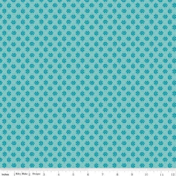 Granny Chic Fabric - By The Half Yard - BTHY - Blue Needlepoint - Lori Holt - Bee in my Bonnet - Riley Blake - C8522 BLUE