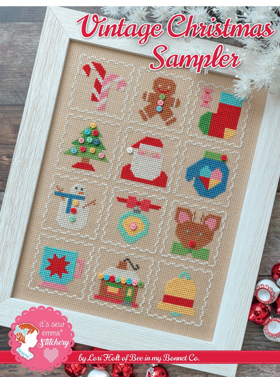 Vintage Christmas Sampler Cross Stitch Pattern - Lori Holt - Bee In My Bonnet - It’s Sew Emma