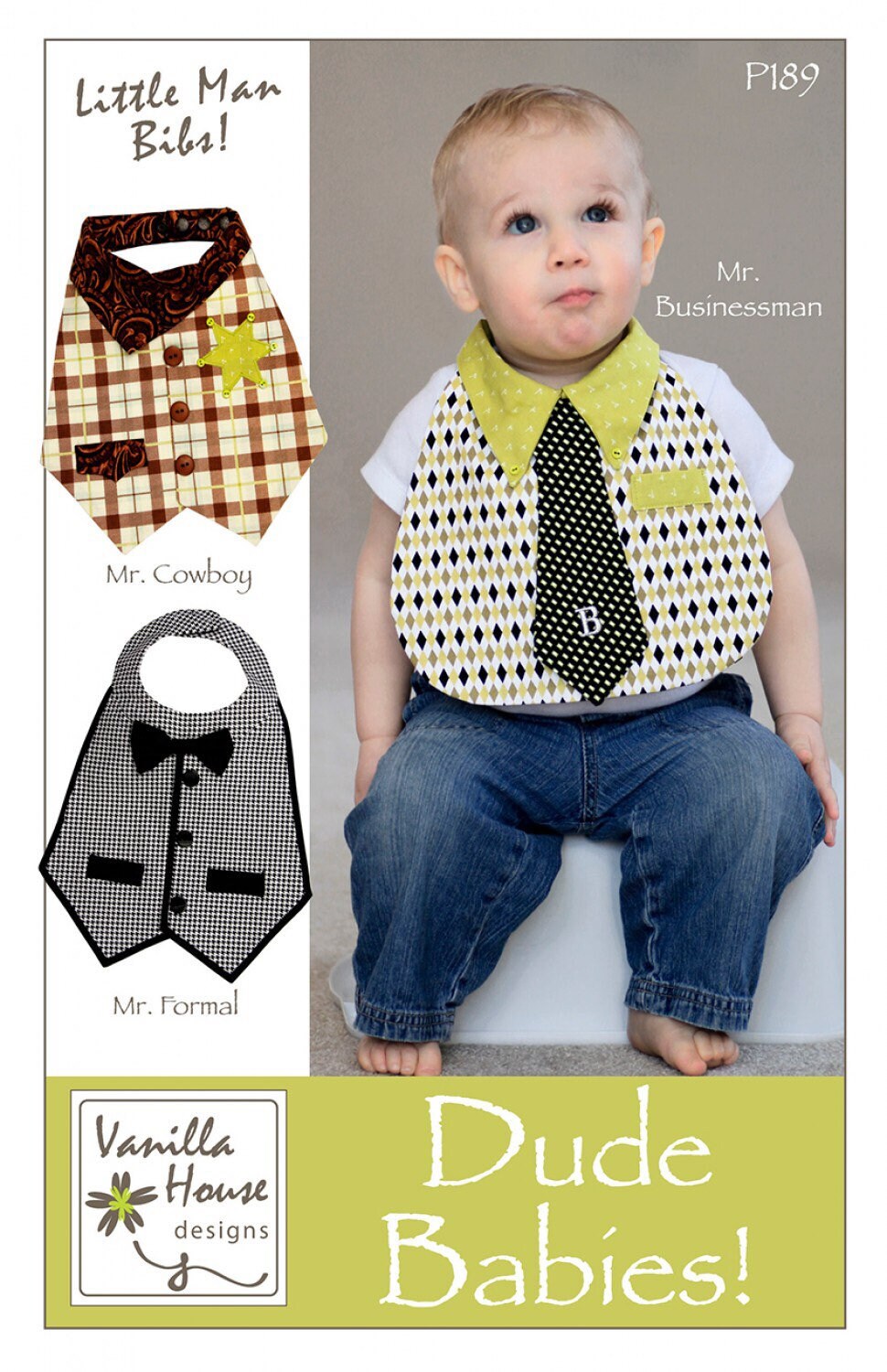 Dude Babies - Little Man Bibs - Baby Bib Pattern - Vanilla House Designs