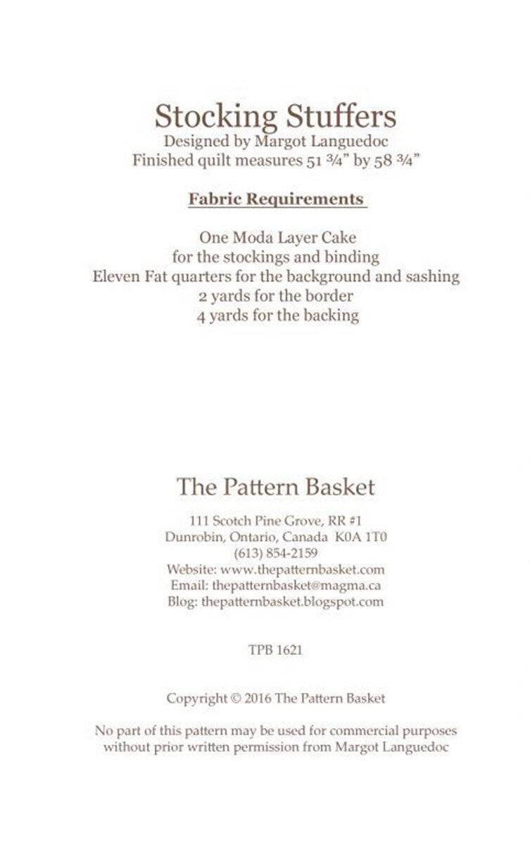 Stocking Stuffers Quilt Pattern - The Pattern Basket - Margot  Languedoc - Pattern - Christmas Quilt Pattern - Layer Cake Friendly