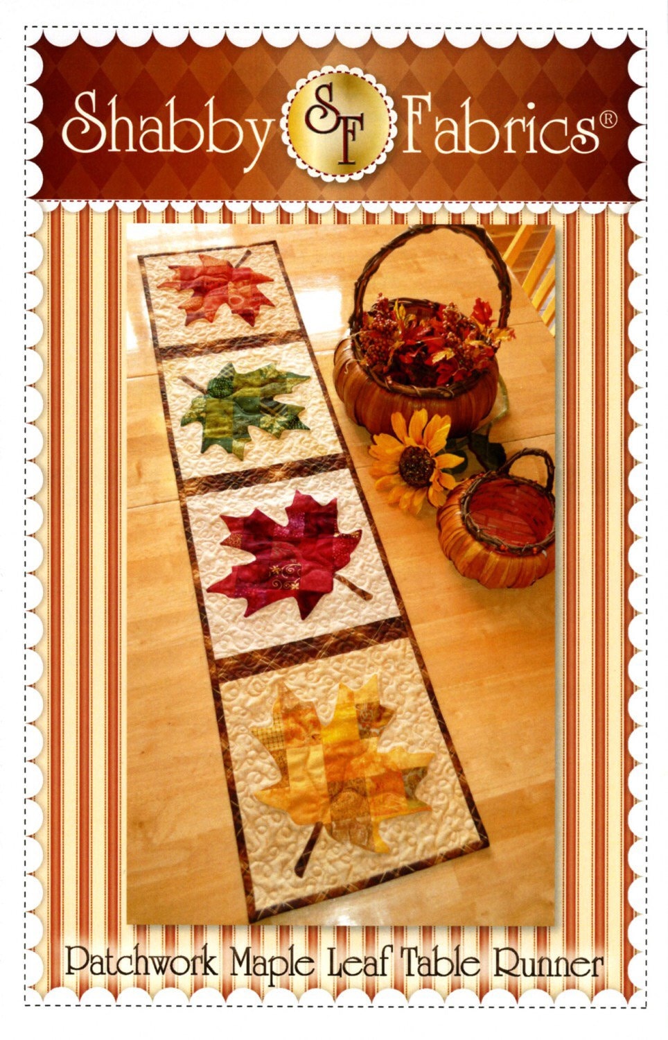 Patchwork Maple Leaf Table Runner Pattern - Shabby Fabrics - Jennifer Bosworth - Maple Leaf Table Runner Pattern