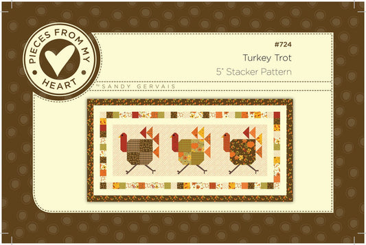 Turkey Trot Table Runner Pattern - Table Runner Pattern - Sandy Gervais - Pieces From My Heart - Give Thanks - Thanksgiving Table Runner