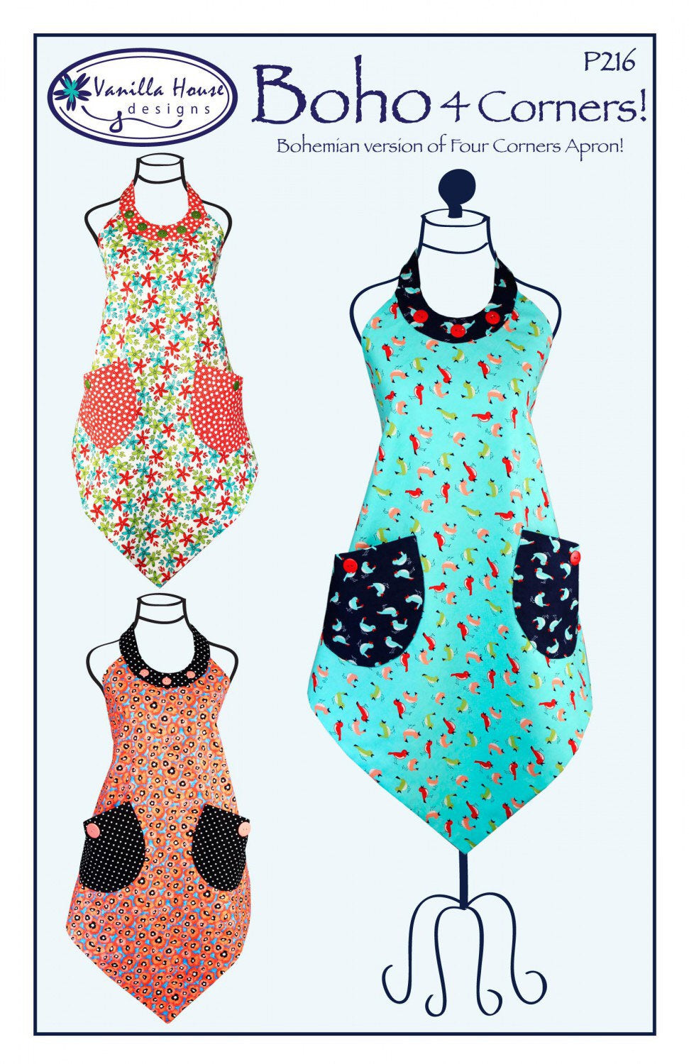 Boho Four Corners Apron Pattern - Barbara Brunson - Vanilla House Designs