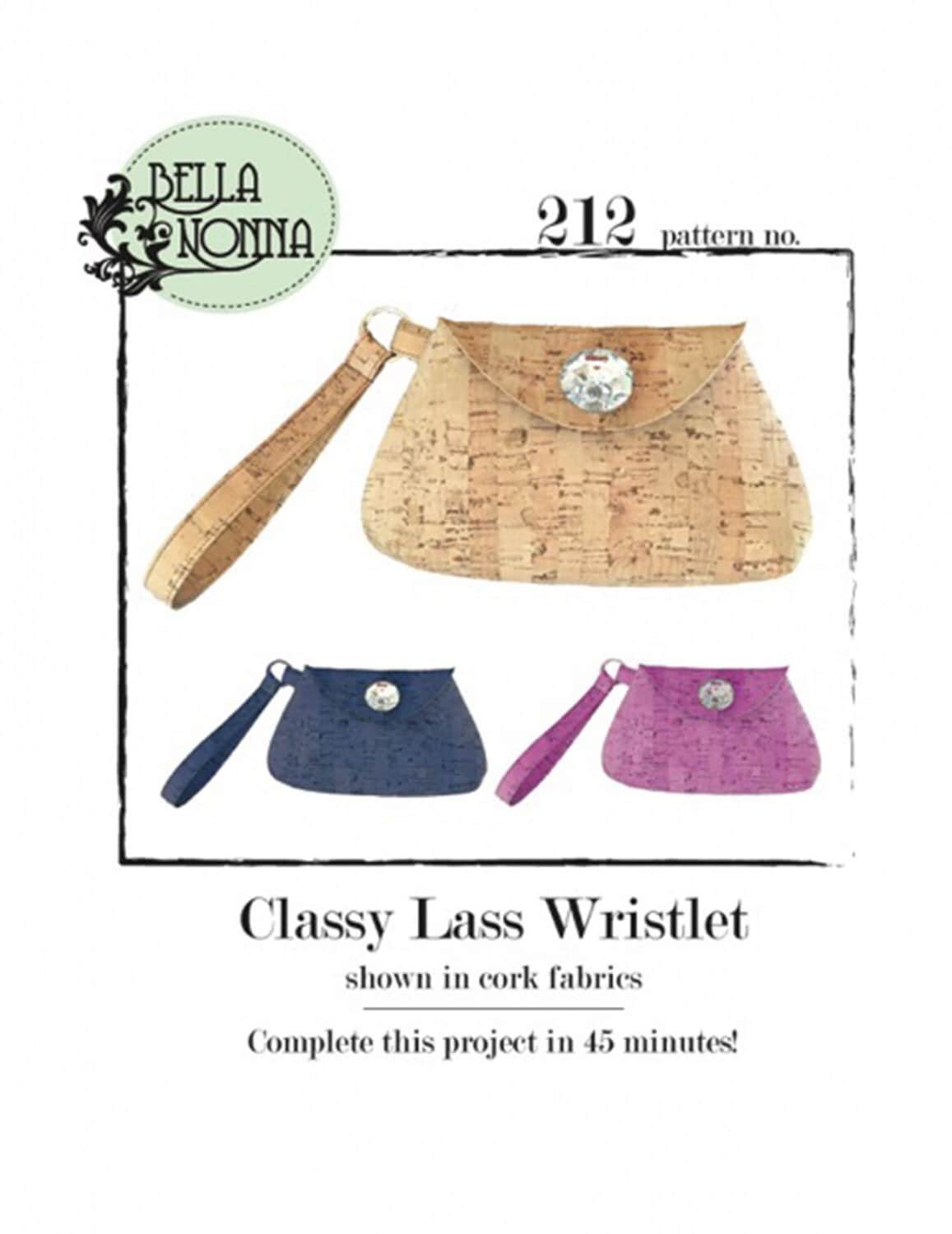 Classy Lass Wristlet Pattern - Bella Nonna - Cork Fabric Pattern