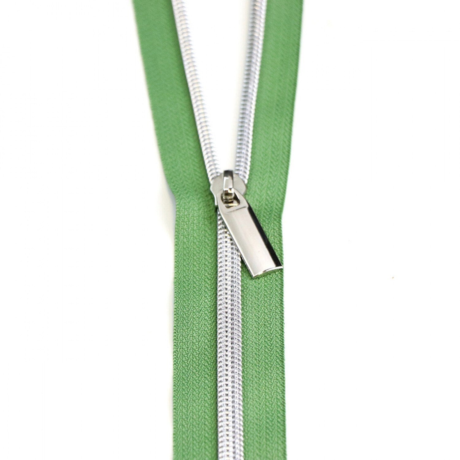 Green Zipper Tape - Sallie Tomato Zipper - Magnolia Zipper Tape - Choose Teeth Color - 3 Yards - 108 inches