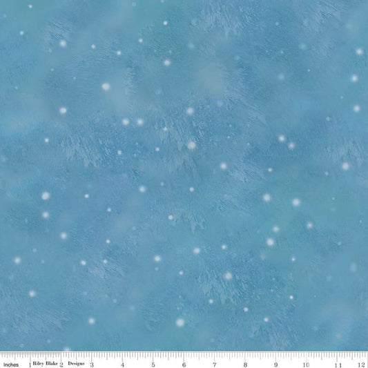 Christmas Memories - By The Half Yard - BTHY - Blue Snow Flurry - Winter Fabric - C8696 BLUE