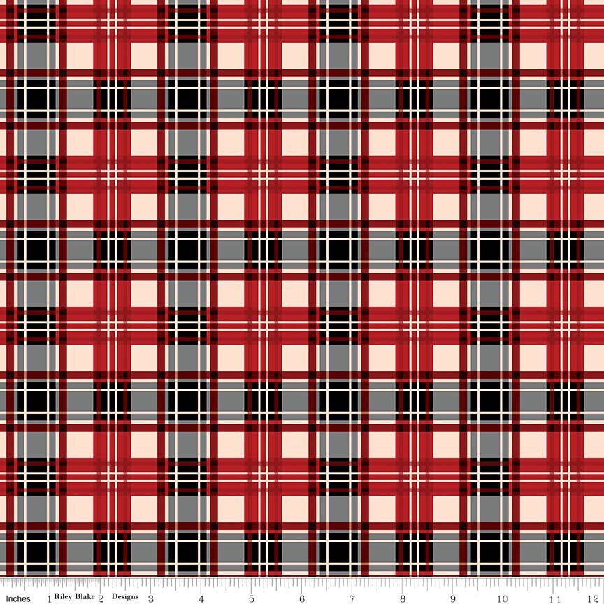 Christmas Memories - By The Half Yard - BTHY - Red Plaid - Winter Fabric - C8698 RED