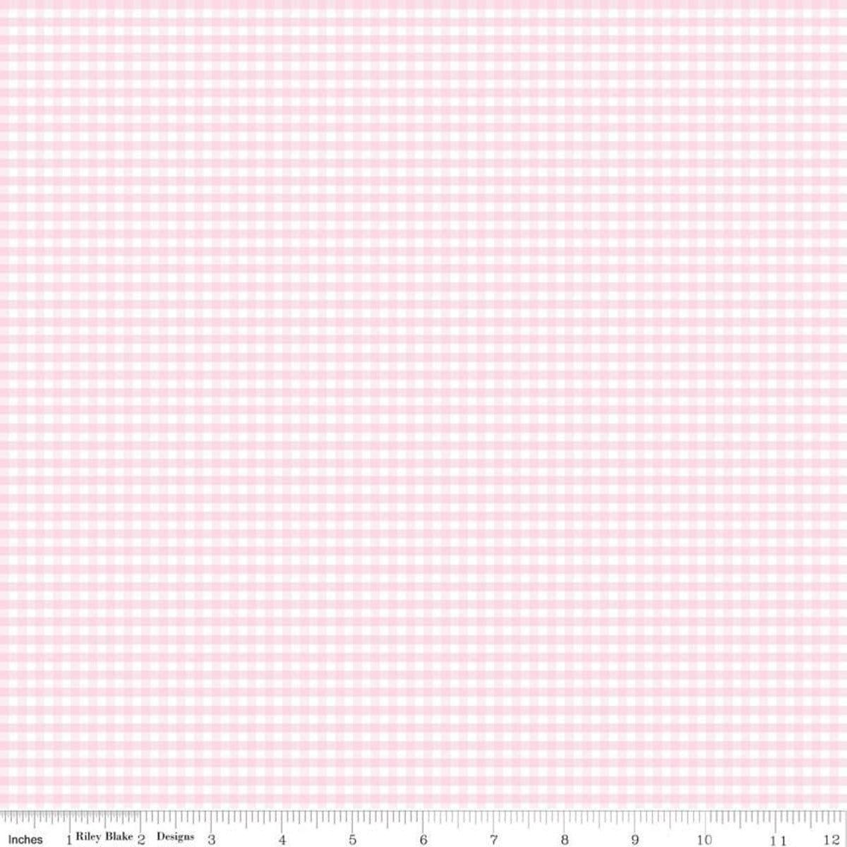 Baby Pink Small Gingham - By The Half Yard - BTHY - 1/8” Gingham - Pink Fabric - Riley Blake Fabric - Riley Blake Gingham - C440-75 BABYPINK