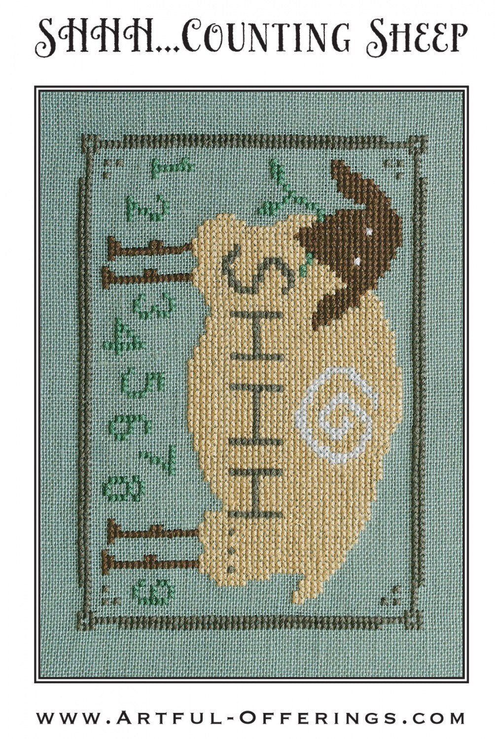 Shhh Counting Sheep Cross Stitch Pattern - Artful Offerings - Karina Hittle
