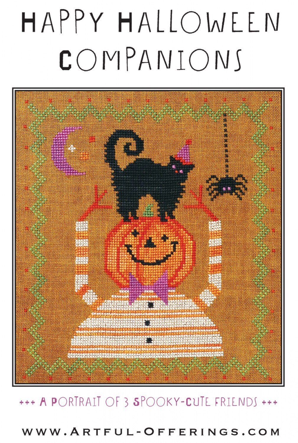Happy Halloween Companions Cross Stitch Pattern - Artful Offerings - Karina Hittle