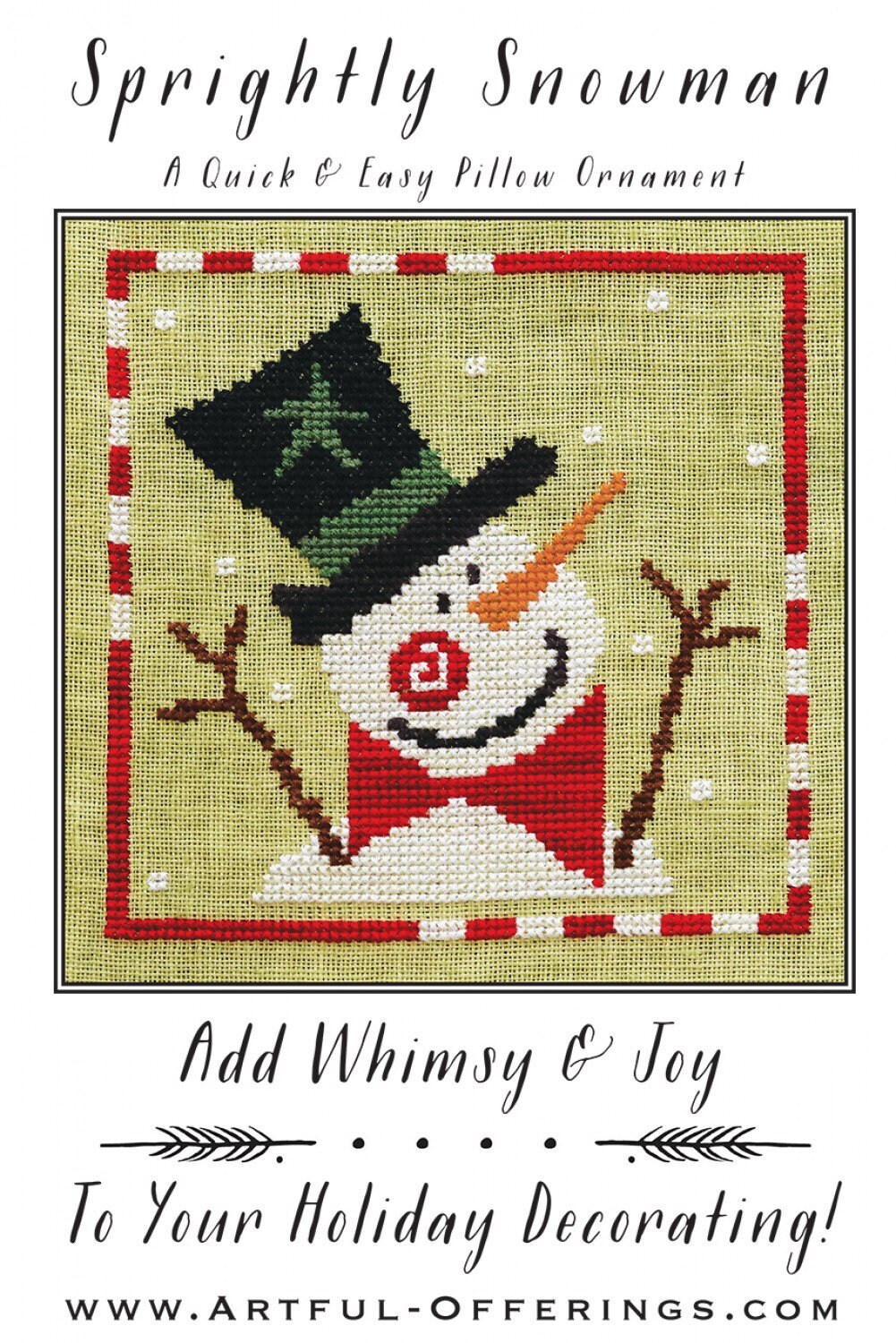 Sprightly Snowman Cross Stitch Pattern - Artful Offerings - Karina Hittle