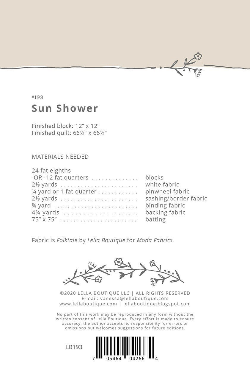 Sun Shower Quilt Pattern - Lella Boutique - Fat Quarter Friendly - Fat Eighth Friendly - Vanessa Goertzen - Big Block Quilt
