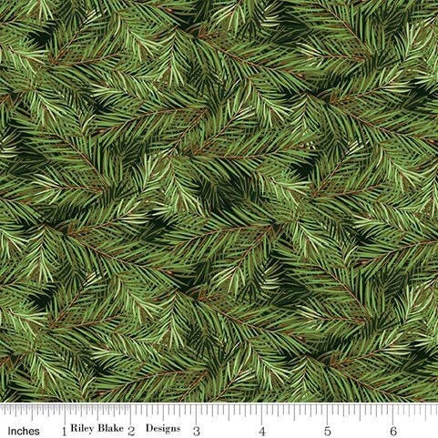 Christmas Memories - By The Half Yard - BTHY - Dark Green Pine Branches - Winter Fabric - C8697 DKGREEN
