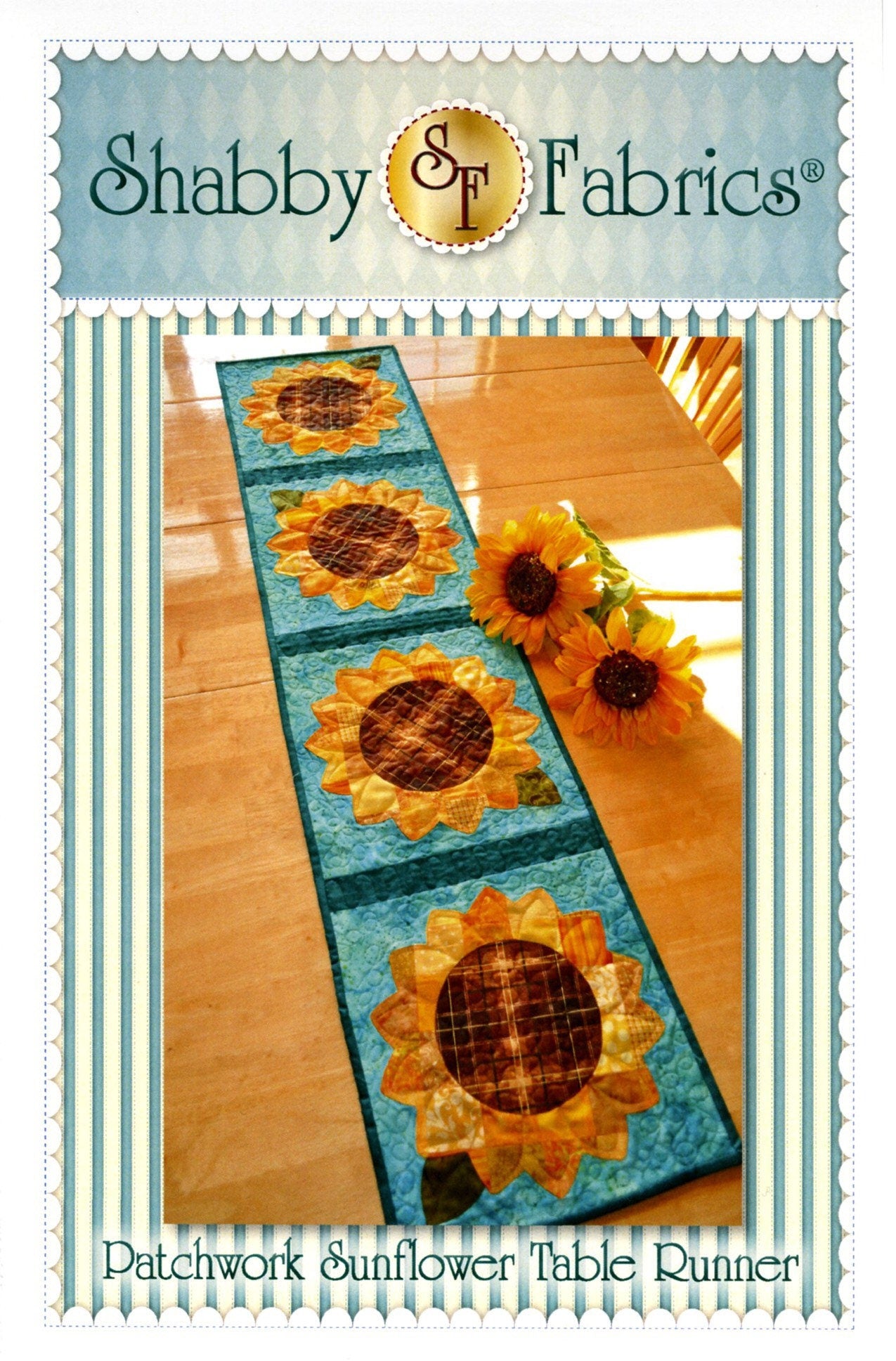 Patchwork Sunflower Table Runner Pattern - Shabby Fabrics - Jennifer Bosworth - Summer Table Runner Pattern