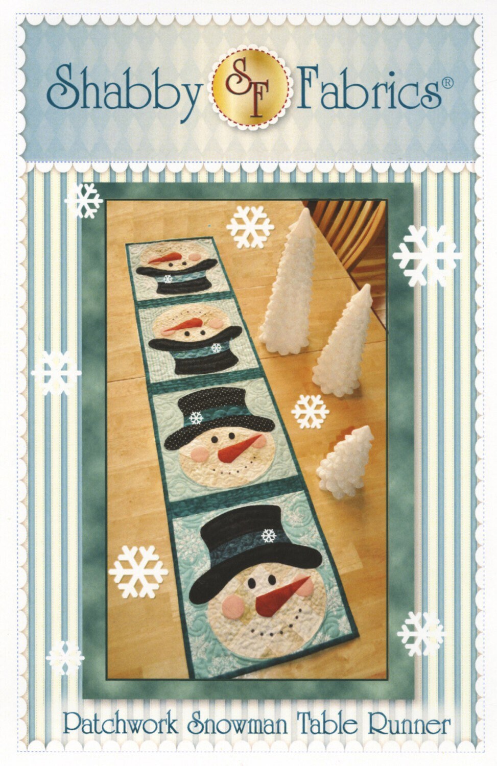 Patchwork Snowman Table Runner Pattern - Shabby Fabrics - Jennifer Bosworth - Winter Table Runner Pattern
