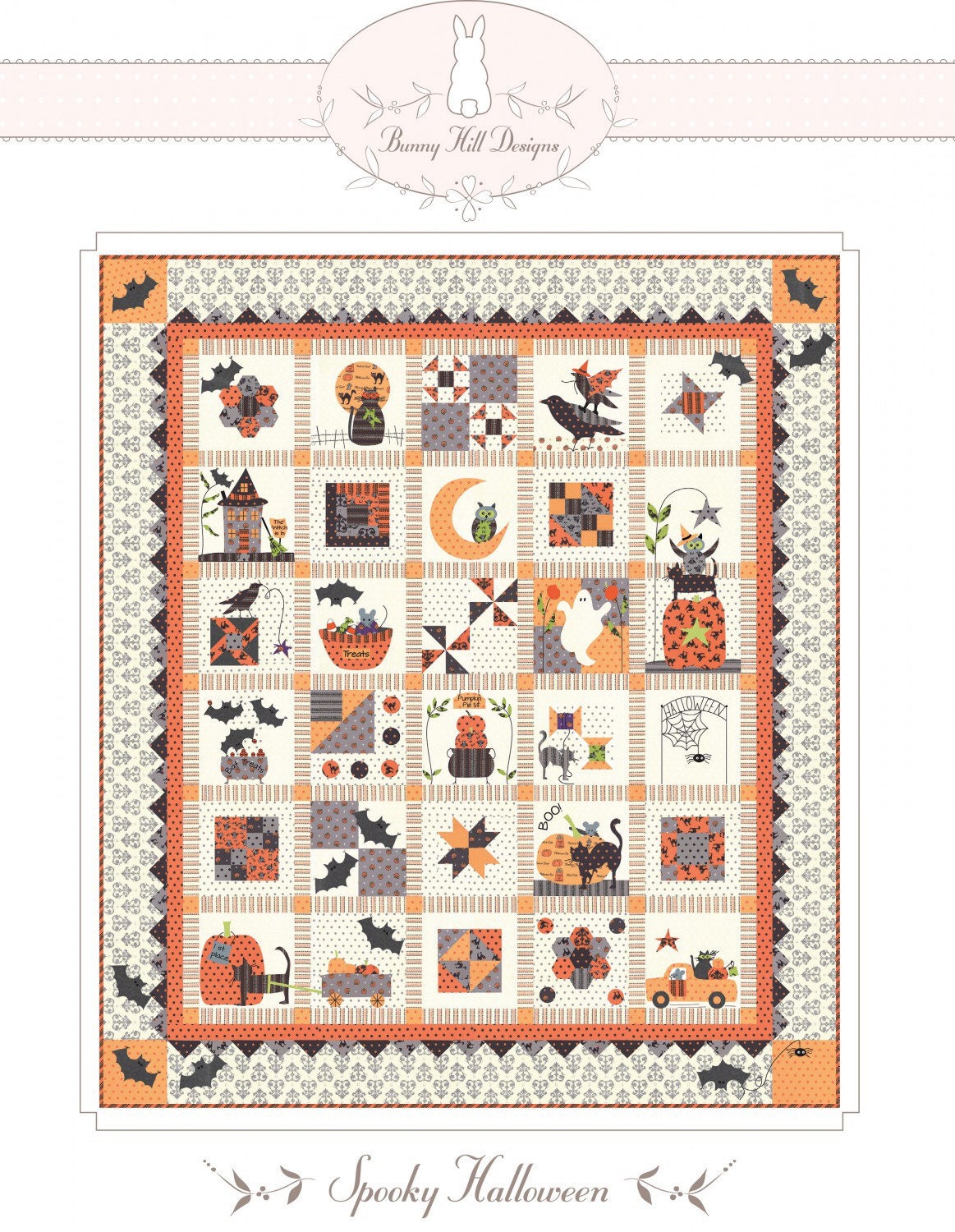 Spooky Halloween Appliqué Quilt Pattern - Bunny Hill Designs - Halloween Quilt Pattern