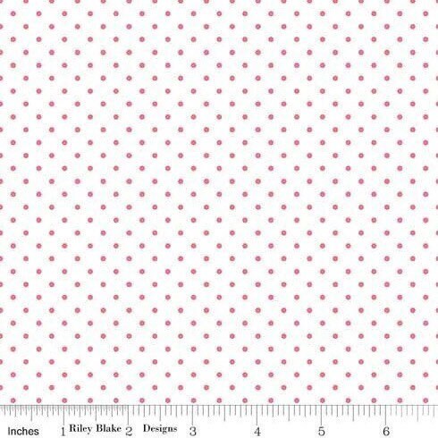 Lipstick Swiss Dot on White Fabric - By The Half Yard - BTY - Pink Swiss Dot - Pink Fabric - Riley Blake - Low Volume Fabric - C660 LIPSTICK