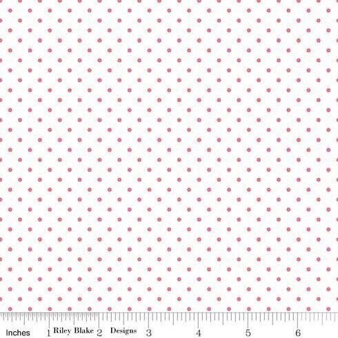 Lipstick Swiss Dot on White Fabric - By The Half Yard - BTY - Pink Swiss Dot - Pink Fabric - Riley Blake - Low Volume Fabric - C660 LIPSTICK