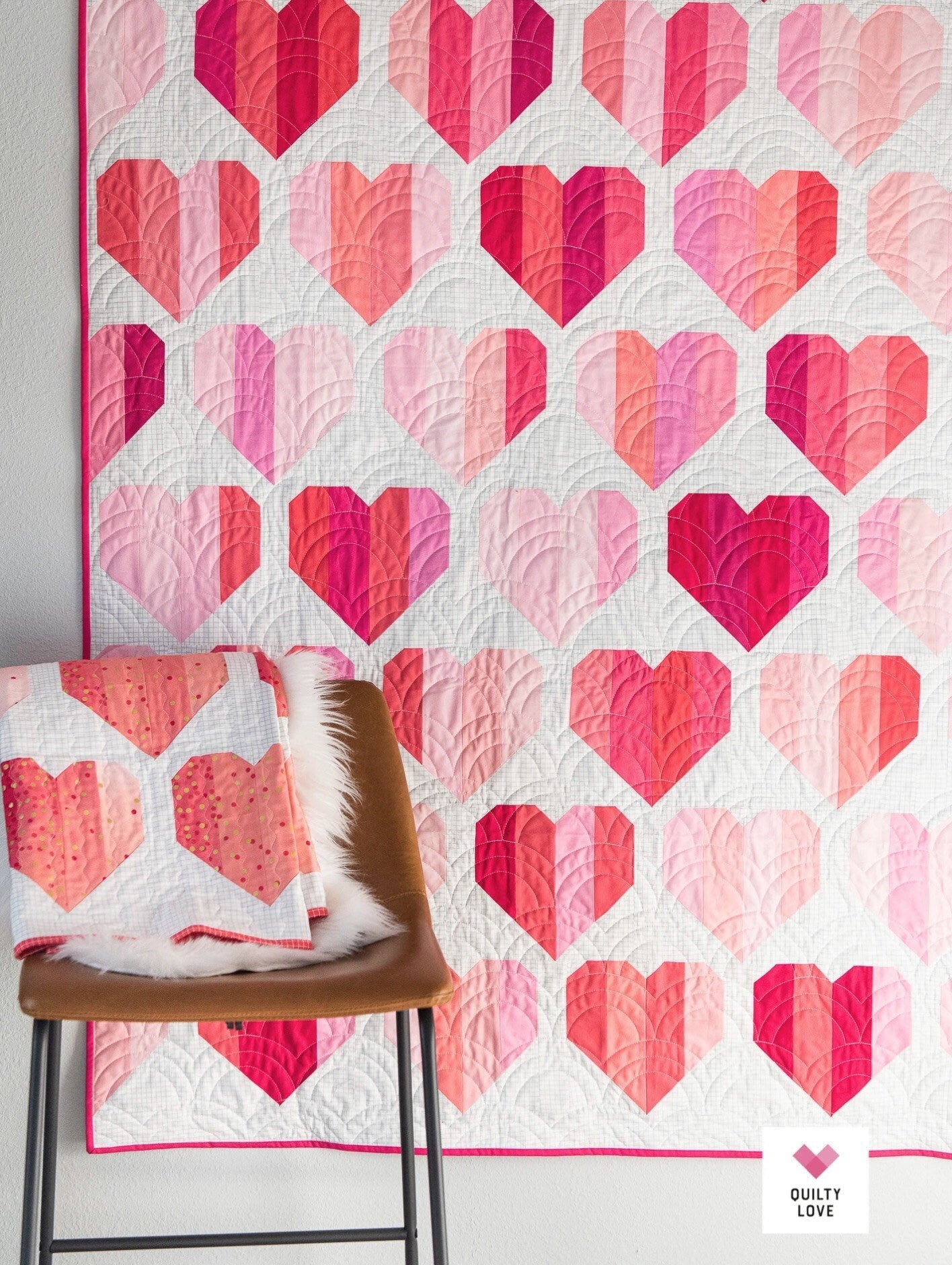 Infinite Hearts Pattern - Quilty Love - Emily Dennis - Heart Quilt Pattern - Valentines Day Quilt Pattern - Fat Eighth Friendly