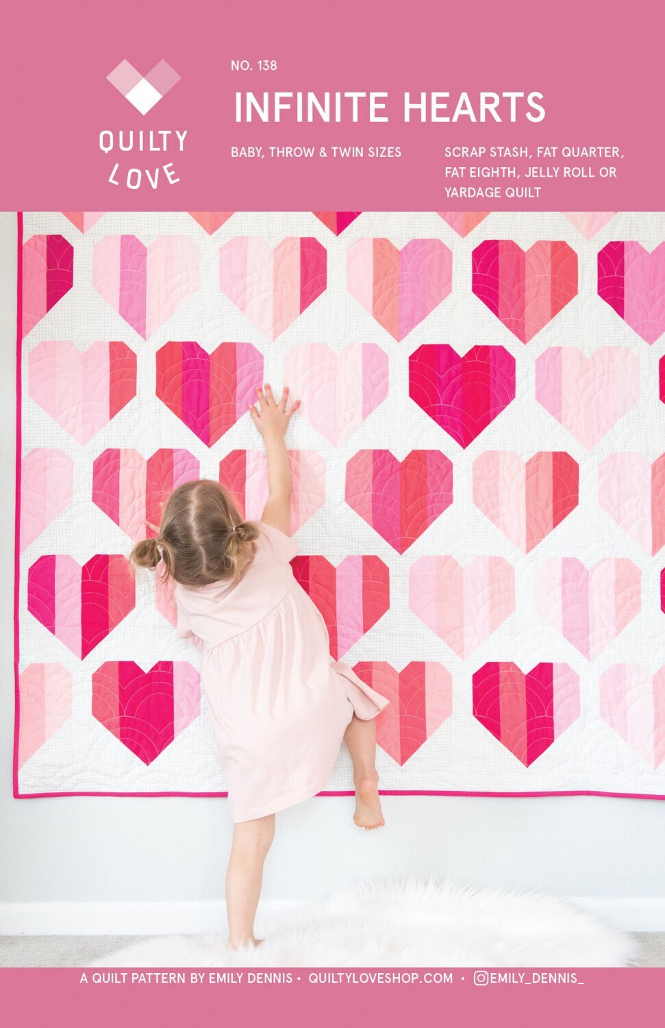 Infinite Hearts Pattern - Quilty Love - Emily Dennis - Heart Quilt Pattern - Valentines Day Quilt Pattern - Fat Eighth Friendly