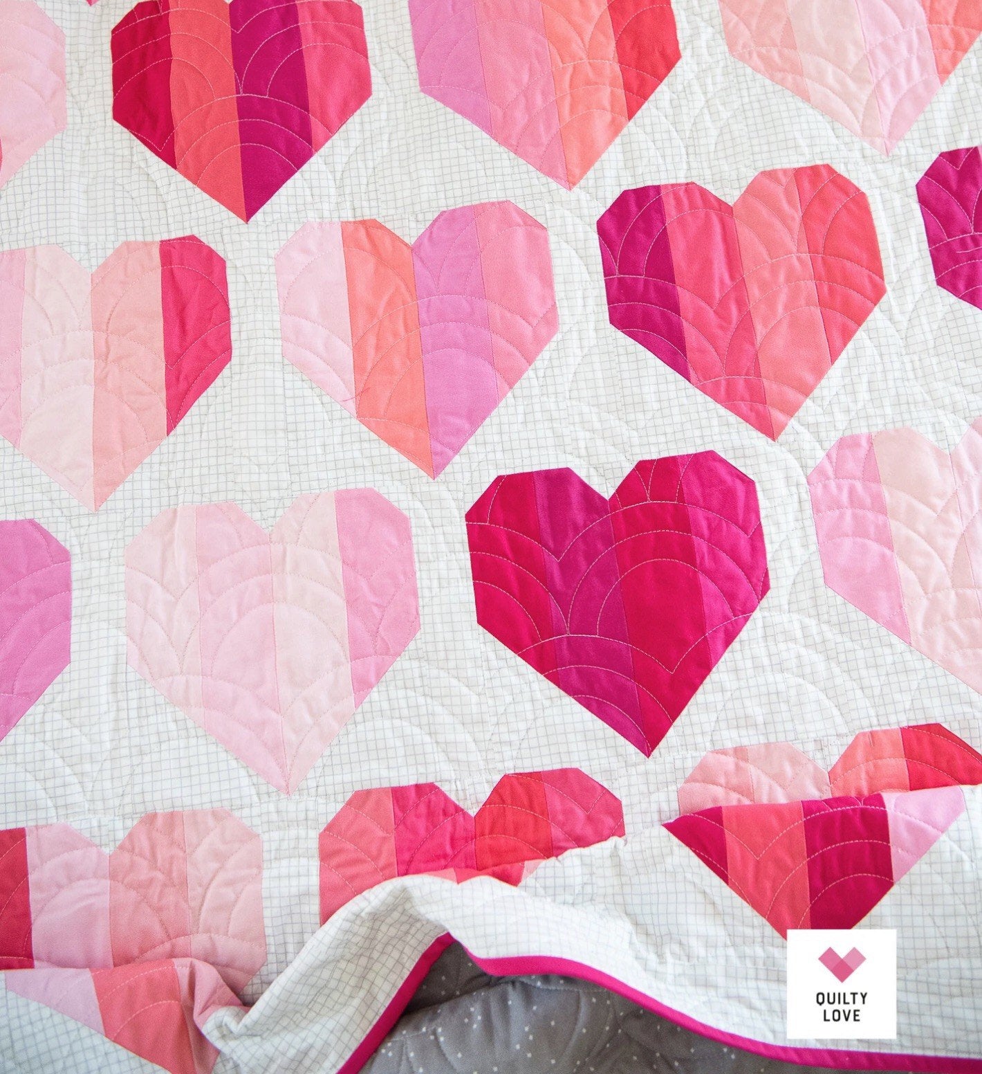 Infinite Hearts Pattern - Quilty Love - Emily Dennis - Heart Quilt Pattern - Valentines Day Quilt Pattern - Fat Eighth Friendly