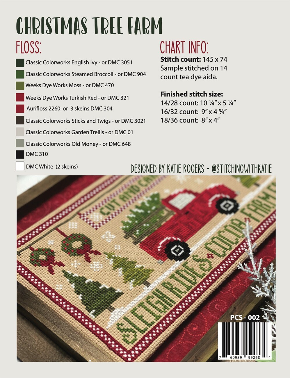 Christmas Tree Farm Cross Stitch Pattern - Primrose Cottage Stitches - Lindsey Weight - Katie Rogers - Stitching With Katie