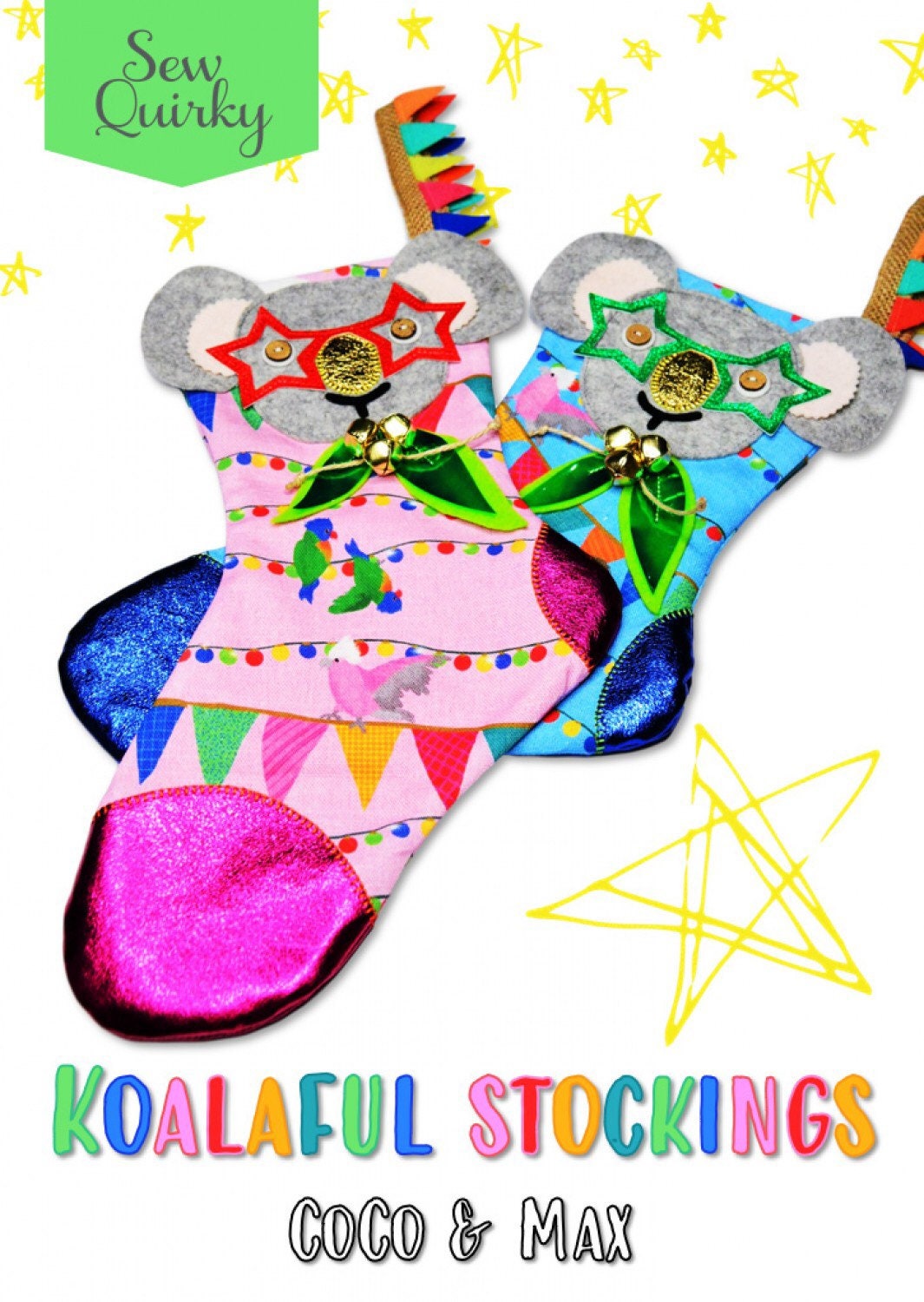 Koalaful Stockings - Sew Quirky - Mandy Murray - Appliqué Pattern - Stocking Pattern