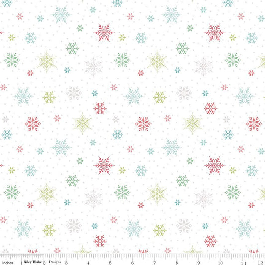 Snowed In - By The Half Yard - BTHY - White Snowflakes - Heather Peterson - Ankas Treasures - Riley Blake - C10815 WHITE