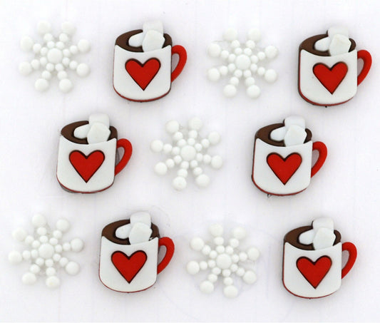 It’s Cold Outside Buttons - Dress It Up - Snowflake Buttons - Hot Chocolate Buttons - Mug Buttons