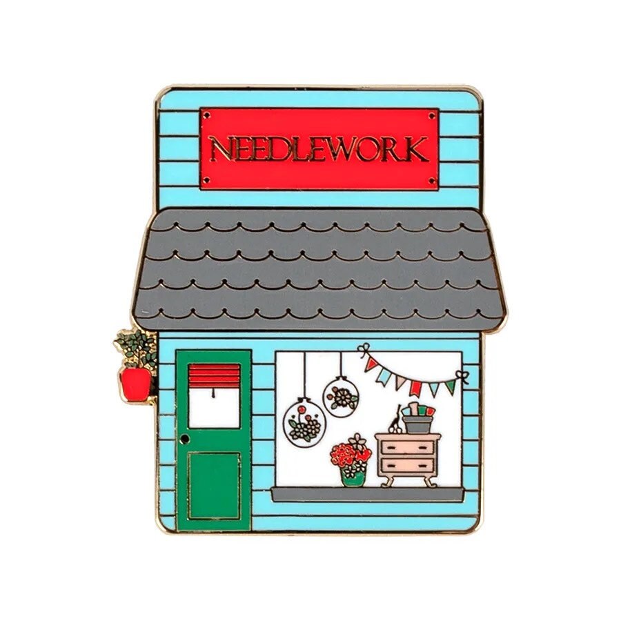 Needlework Shop Main Street Enamel Needle Minder - Beverly McCullough - Flamingo Toes