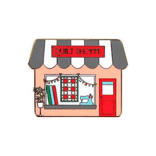 Quilt Shoppe Main Street Enamel Needle Minder - Beverly McCullough - Flamingo Toes