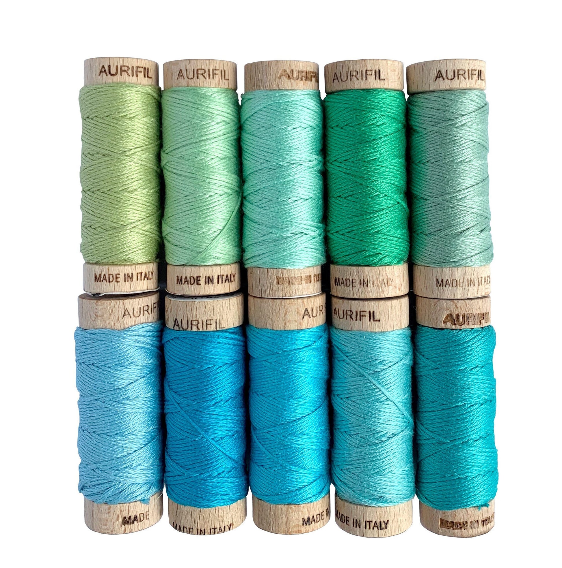 Seaside Blues Aurifil Thread Floss Collection - Susan Ache - 10 Small Spools 6 strand floss