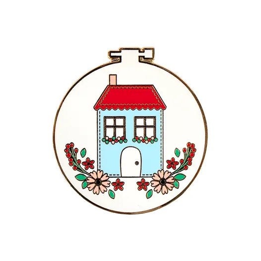 Home Sweet Home Embroidery Hoop Enamel Needle Minder - Beverly McCullough - Flamingo Toes