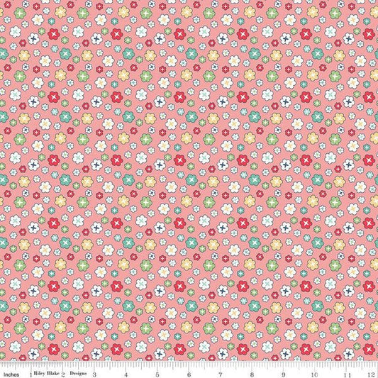 Coral Vintage Happy Wide Back - By The Half Yard - 107” wide - Lori Holt - Bee In My Bonnet - WB9136 CORAL