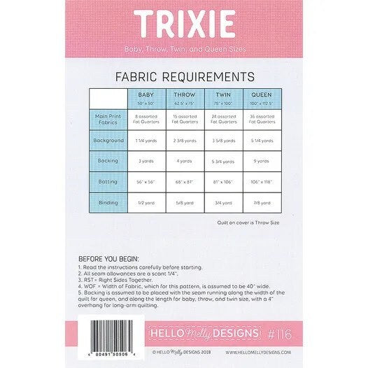 Trixie Quilt Pattern - Hello Melly Designs - Melanie Collette
