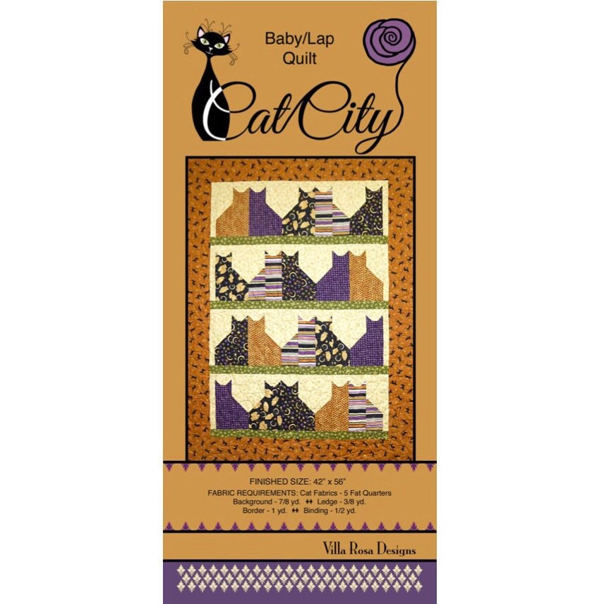 Cat City Quilt Pattern - 42” x 56” - Running Doe - Villa Rose - Fat Quarter Friendly