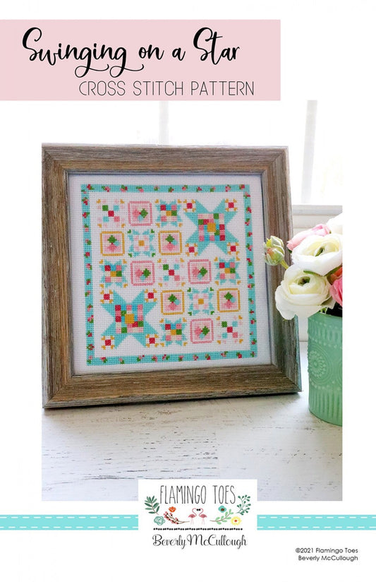 Swinging on a Star Cross Stitch Pattern - Flamingo Toes - Beverly McCullough