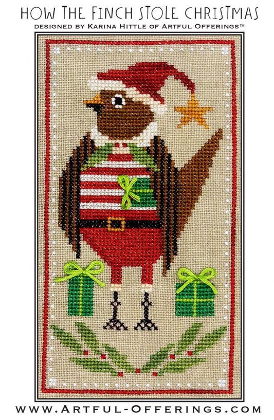 How The Finch Stole Christmas Cross Stitch Pattern - Artful Offerings - Karina Hittle