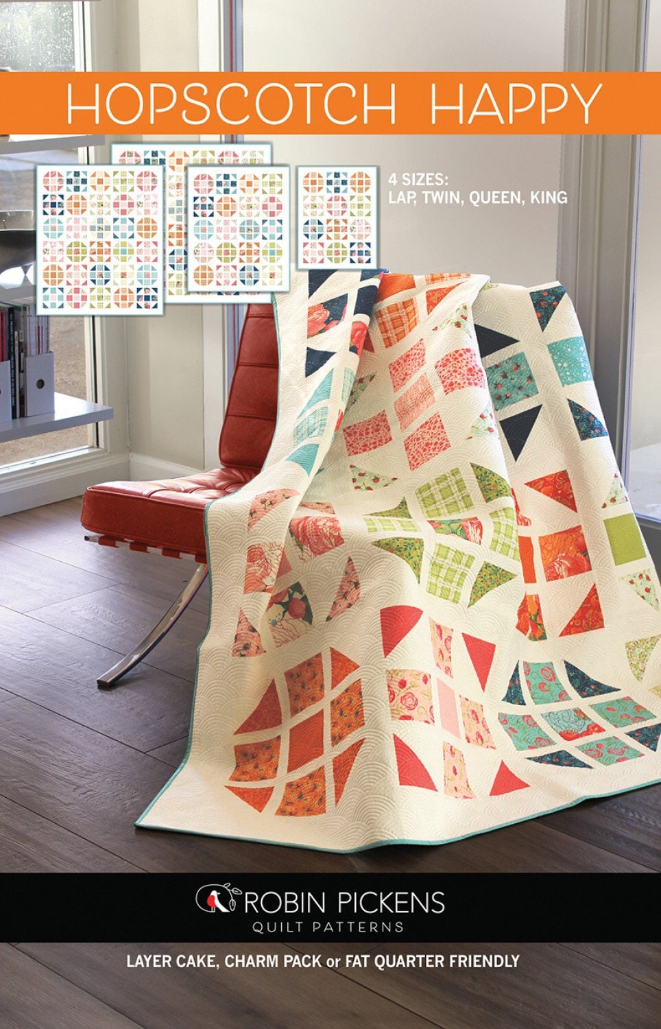 Hopscotch Happy Quilt Pattern - Robin Pickens - Layer Cake Friendly - Fat Quarter Friendly - 4 sizes