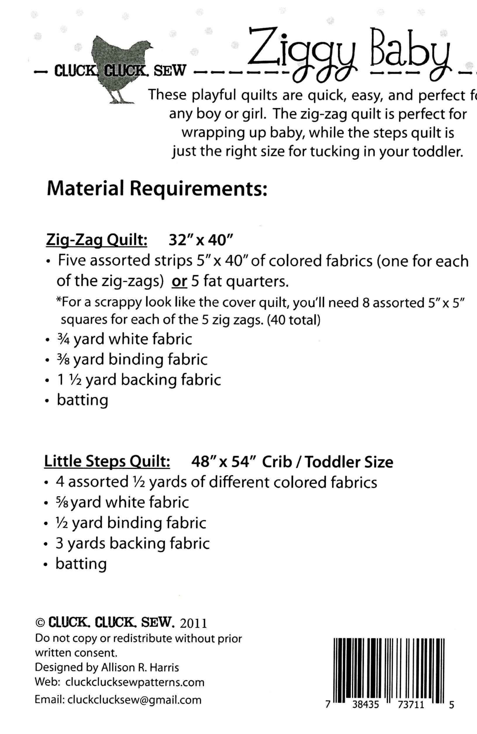 Ziggy Baby Quilt Pattern - Cluck Cluck Sew - Fat Quarter Friendly - 2 patterns included