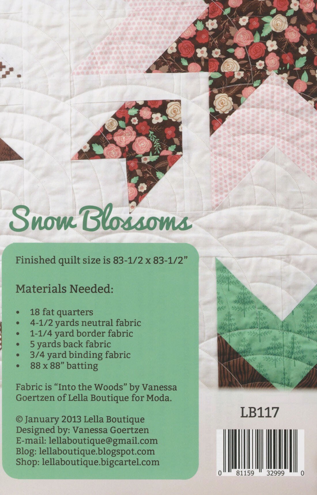 Snow Blosso Quilt Pattern - Lella Boutique - Vanessa Goertzen - Fat Quarter Friendly - 81.5” x 81.5”