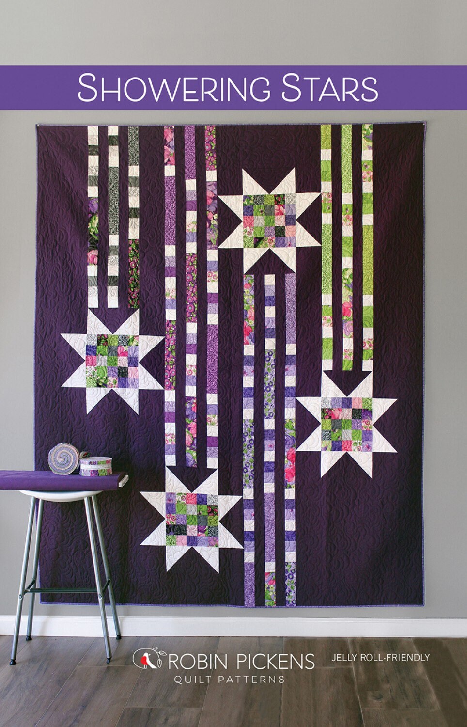 Showering Stars Quilt Pattern - Robin Pickens - Jelly Roll Friendly - 75” x 90”