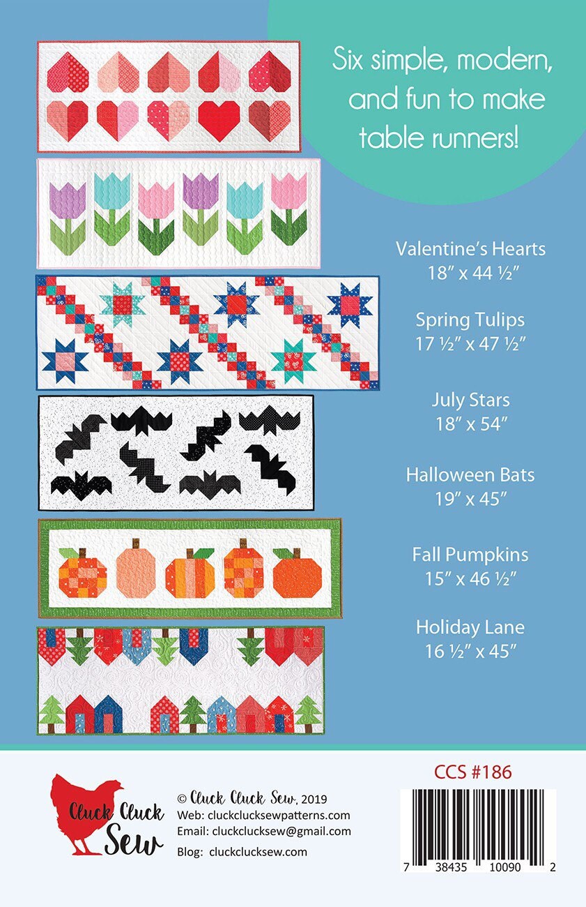 Modern Holiday Table Runner Patterns - Cluck Cluck Sew - 6 Table Runner Patterns