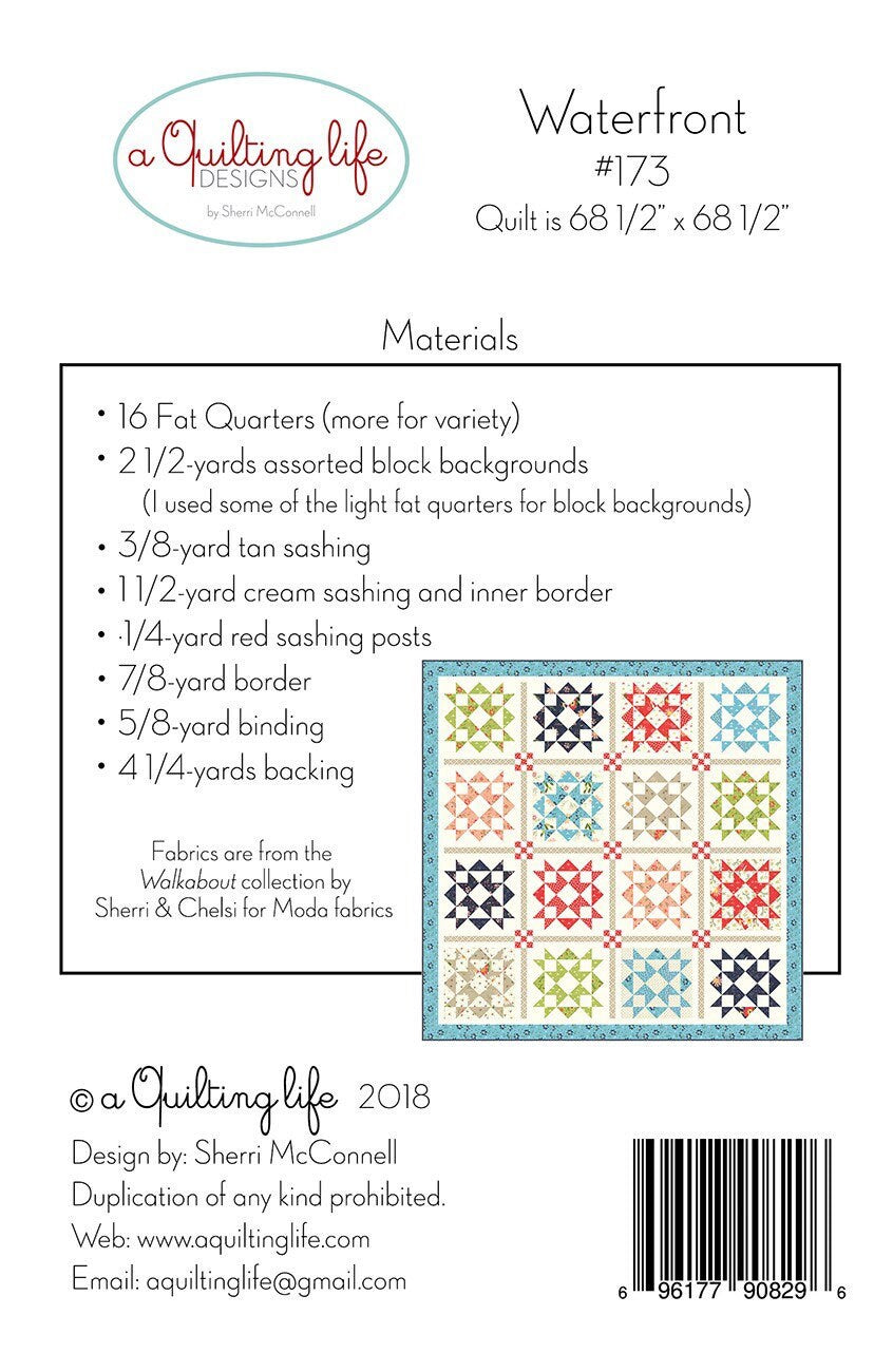 Waterfront Quilt Pattern - A Quilting Life - Sherri McConnell - Fat Quarter Friendly - 68.5” x 68.5”