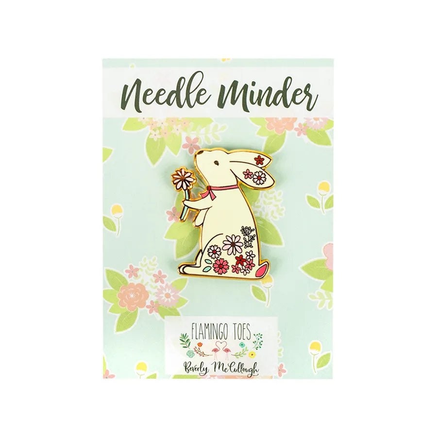 Floral Bunny Enamel Needle Minder - Beverly McCullough - Flamingo Toes