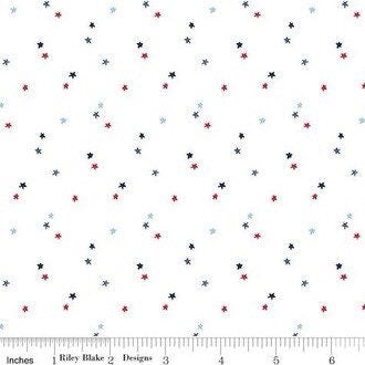 Red White and Blue Stars Fabric - By The Half Yard - BTHY - Low Volume Star Fabric - Seasonal Basics - Christopher Thompson - C657 WHITE