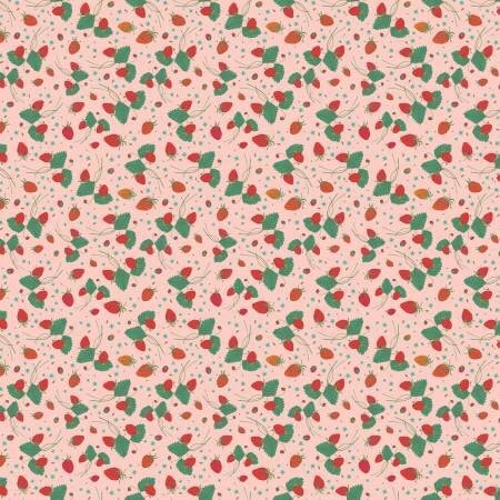Country Cottage Fabric - By The Half Yard - BTHY - Pink Strawberries - Rachel Grant - Timeless Treasures