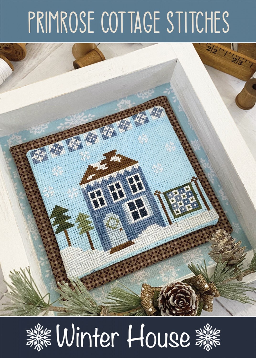 Winter House Cross Stitch Pattern - Primrose Cottage Stitches - 75 x 65 stitches