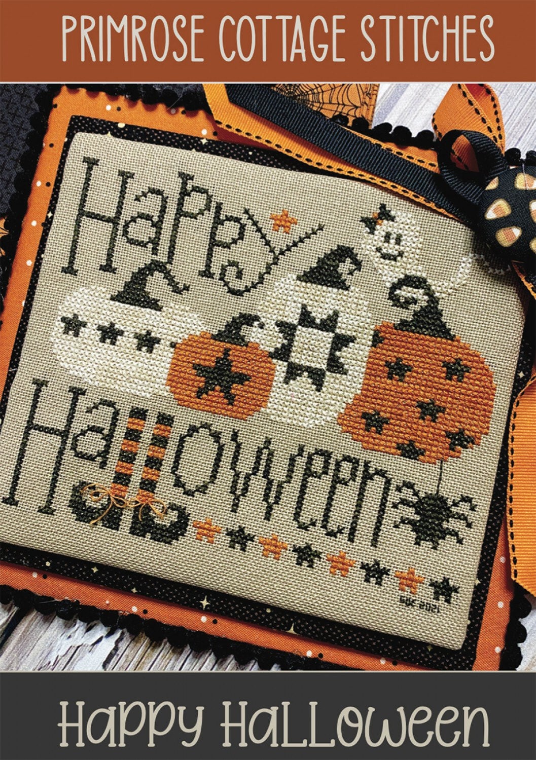 Happy Halloween Cross Stitch Pattern - Primrose Cottage Stitches - 82 x 68 stitches - Halloween Cross Stitch Pattern